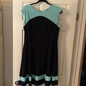 Black and aqua a line jersey dress